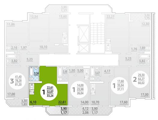 Однокомнатная квартира, 33.00 м<sup>2</sup>, 8/20 эт.