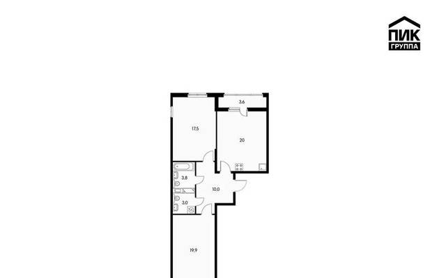 Двухкомнатная квартира, 76.00 м<sup>2</sup>, 21/24 эт.