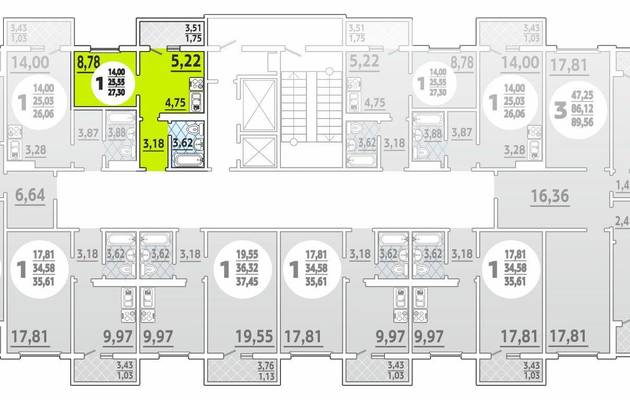 Однокомнатная квартира, 27.00 м<sup>2</sup>, 11/19 эт.
