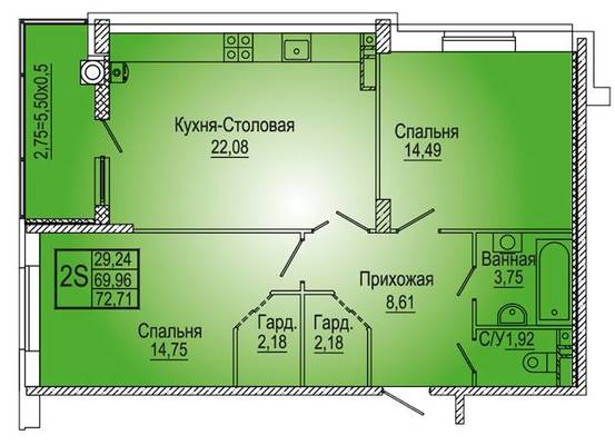 Студия, 0.00 м<sup>2</sup>, 0/25 эт.