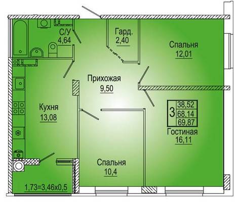 Студия, 0.00 м<sup>2</sup>, 0/25 эт.